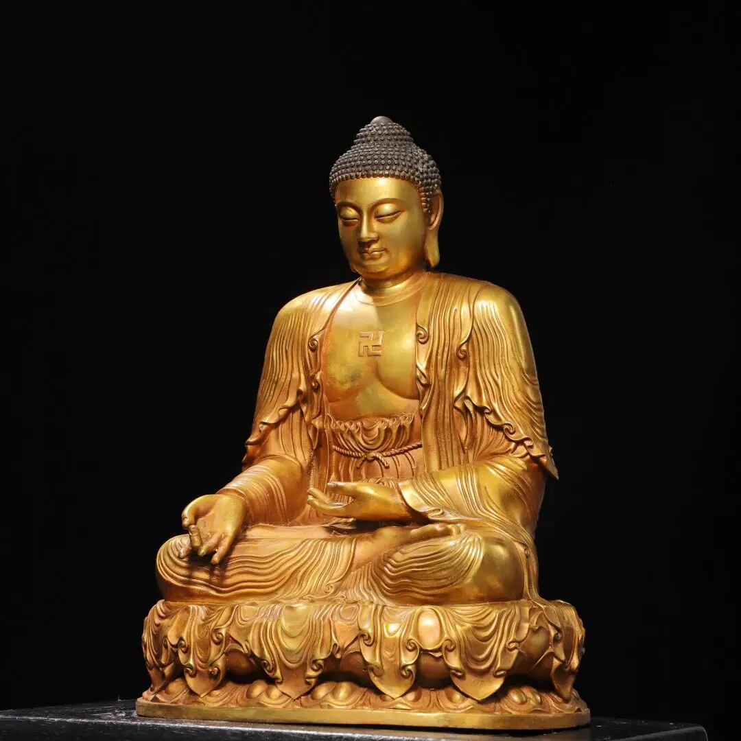 Handmade Large Pure Copper Shakyamuni Vairocana Buddha Statue Home Altar Decoration Gift