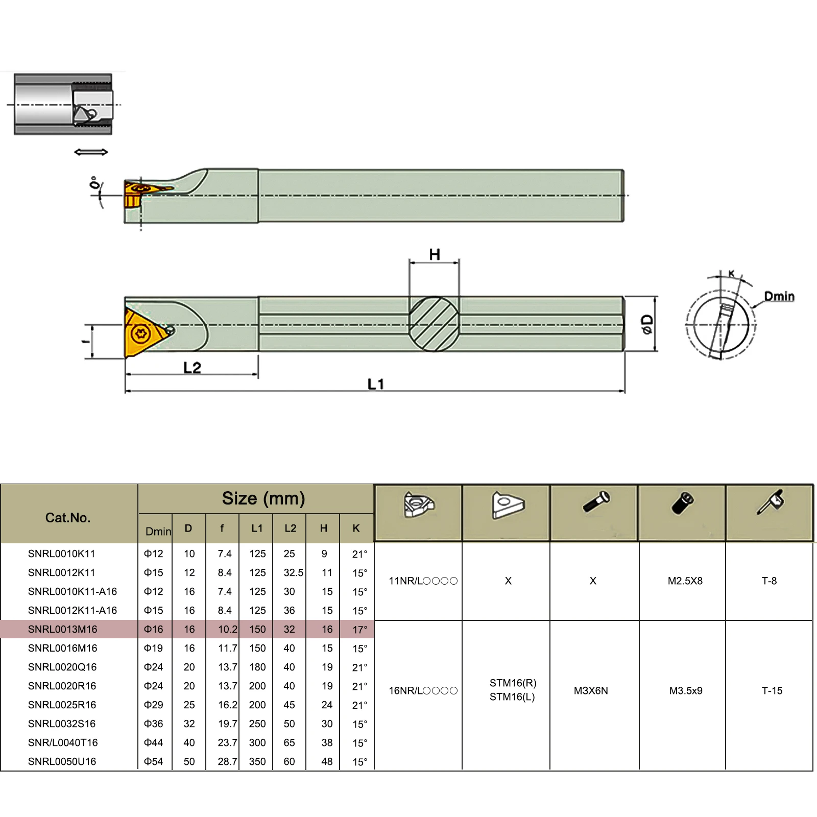 

SNR0013M16 Turning Tool Holder Finishing For Semi-finishing 16IR AG60 Alloy Steel Carbide Insert SNR0013M16 Brand New