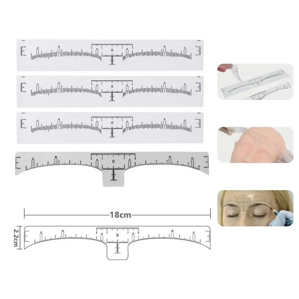 

Одноразовая наклейка-линейка для бровей, 10/20/50 шт., клейкий инструмент для микроблейдинга для перманентного макияжа, трафарет для формирования бровей, шаблон