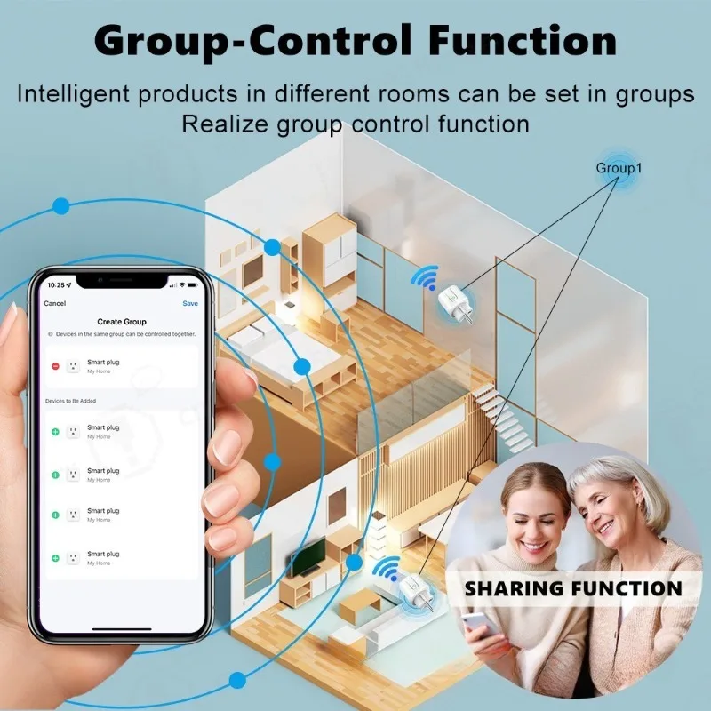 EU Standard 5G WiFi Zigbee Smart Socket 16A/20A with Power Metering, Compatible with Tuya Matter Cozylife App