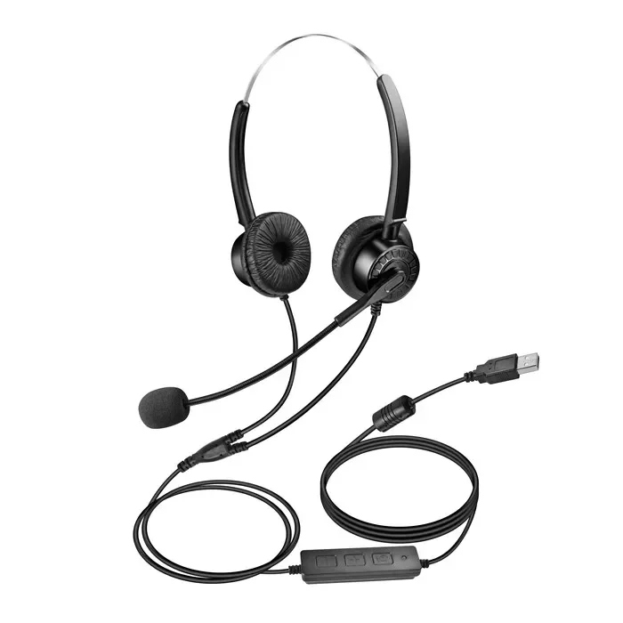 Binaural USB call center phone headphones, high-quality noise-canceling headphones, suitable for call center USB business