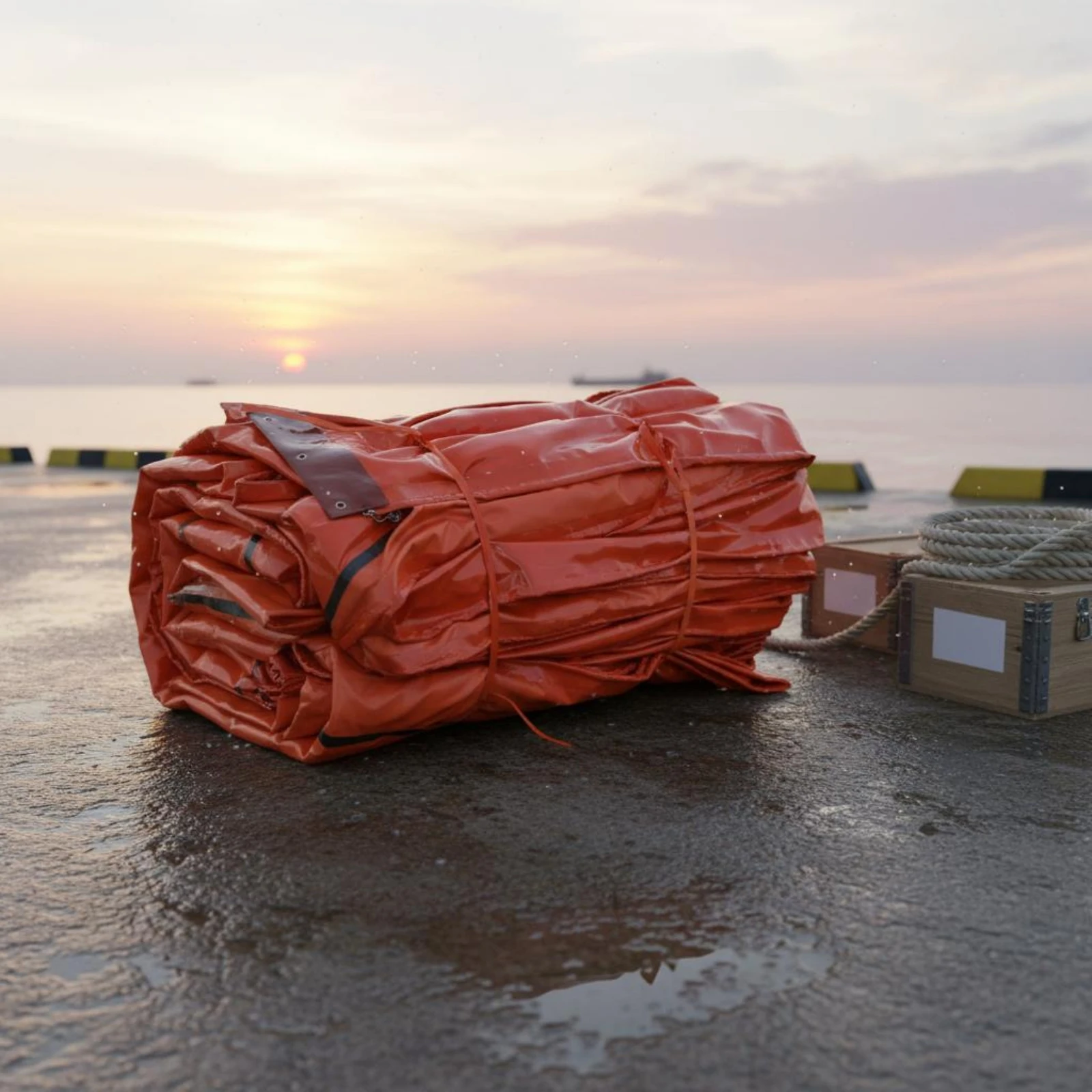 Oil Containment Barrier Buoyant Oil Spill Barrier Marine Equipment Foldable High Visibility