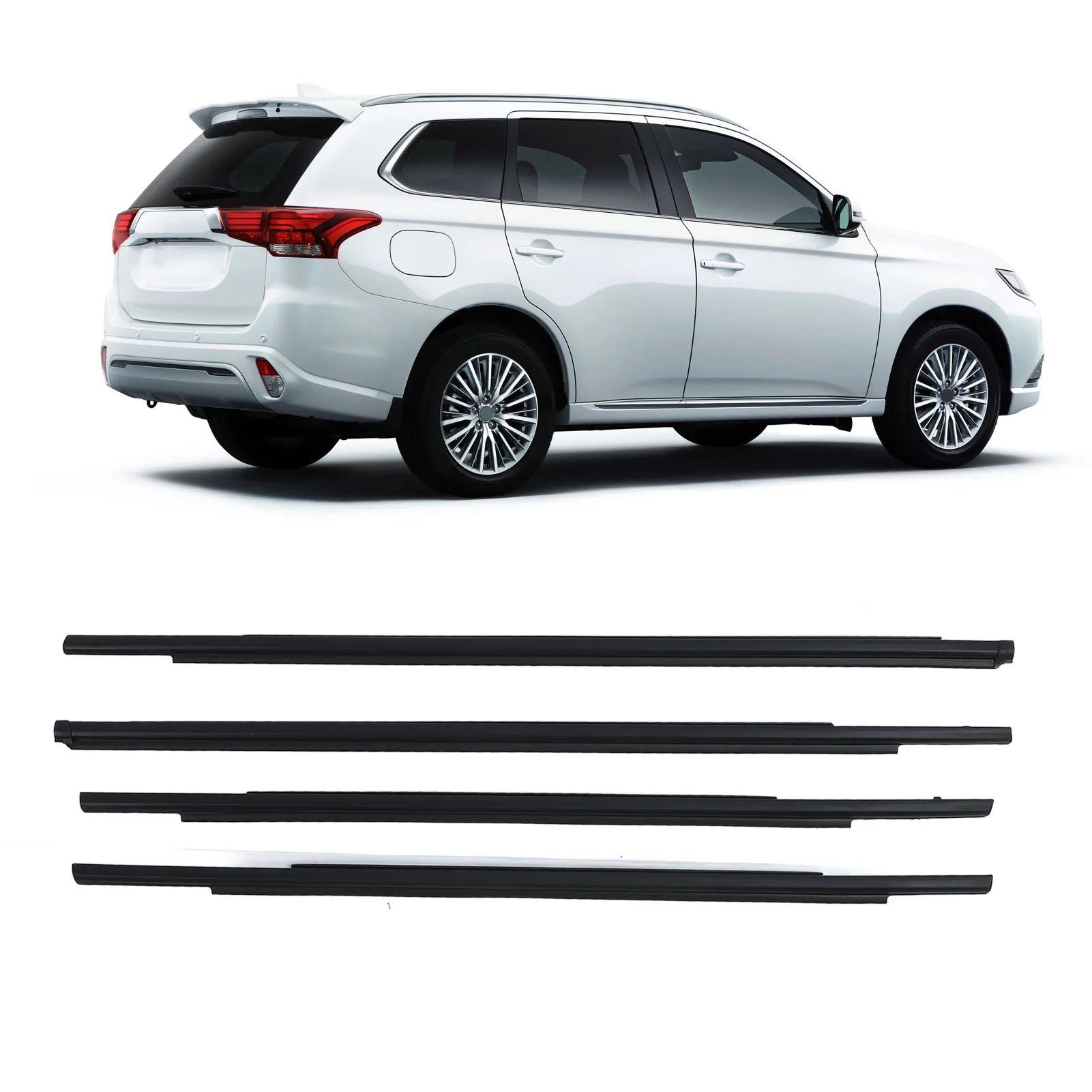 

5757A243 Front Rear Door Belt Moulding Set Black Car Window Moulding Trim Belt Rubber Kit for Outlander ASX RVR