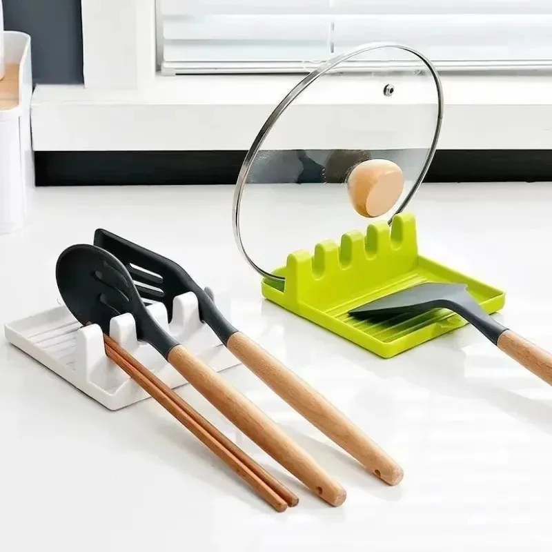 1/2/3pcs Kitchen Utensil Holder Plastic Organizer with Lid Cover Spoon Rest and Spatula Rack for Pot Pan Cutting Board Storage