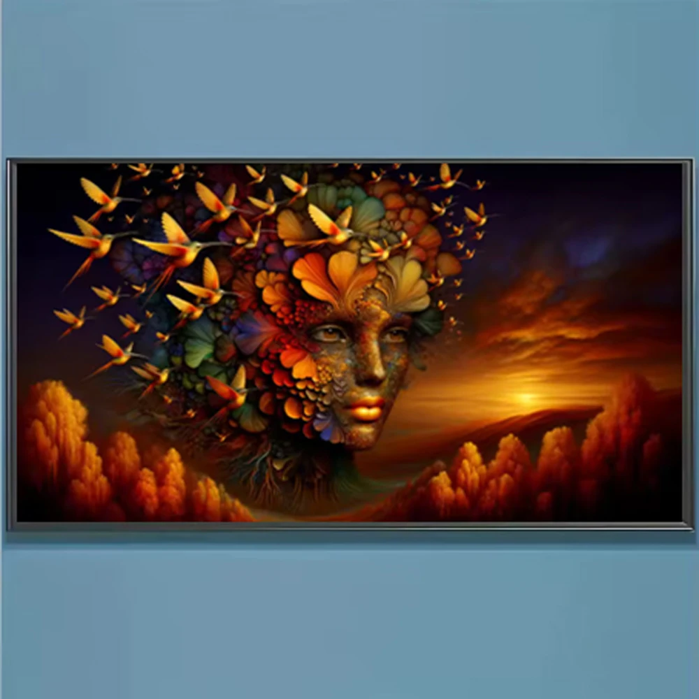 DIY Diamond Art Painting Kits, Full Drill Hummingbird Woman Diamond Art Kits For Adults Beginner, Perfect For Home Wall Decor