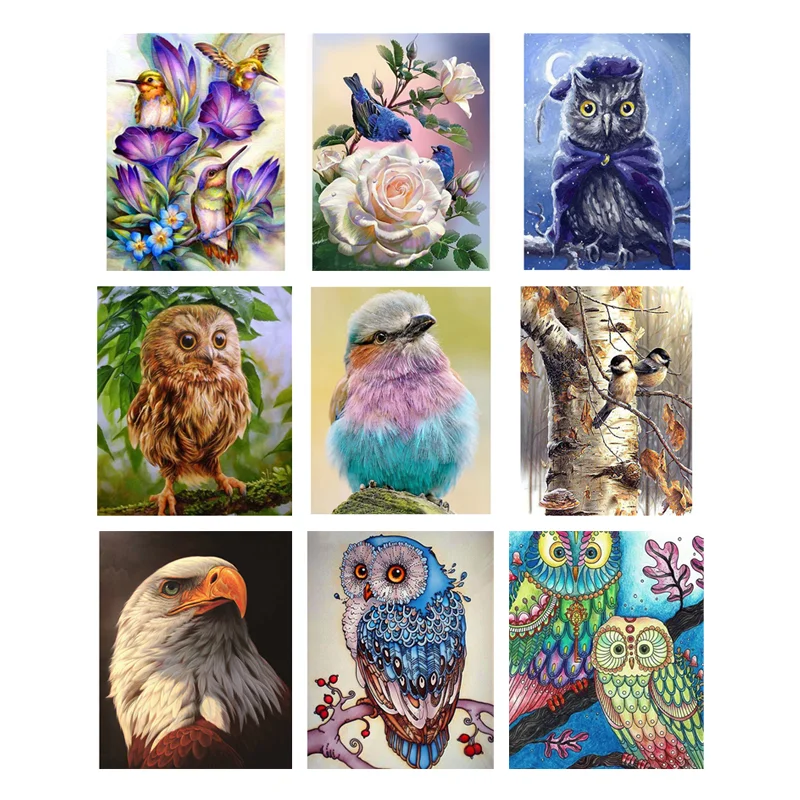 5D Diy Diamond Painting Owl Hawk Hummingbird Full Rhinestone Embroidery Mosaic Art Cross Stitch Kits Home Decor New Arrival 2023