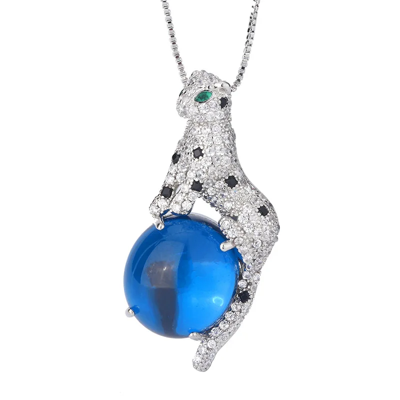 New Jewelry European and American Retro Gemstone Simple Leopard Luxury Inlaid Main Stone 18*20