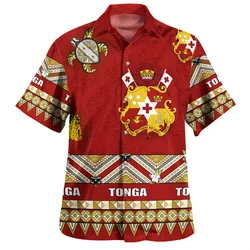 3D Printing The Kingdom Of Tonga National Flag Shirts Tonga Emblem Coat Of Arm Graphic Short Shirts Men Harajuku Shirts Clothing