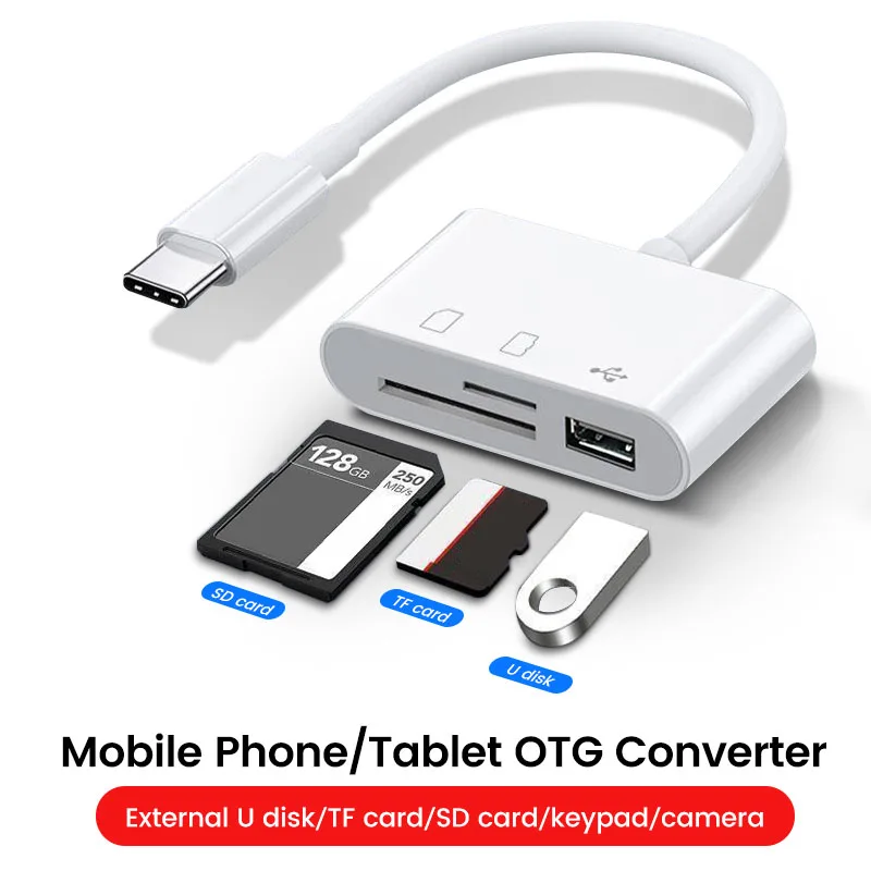 TF CF SD Memory Card Reader per Computer keyboard Camera USB Type-C Adapter convertitore OTG per IPad Huawei Macbook 3 in 1