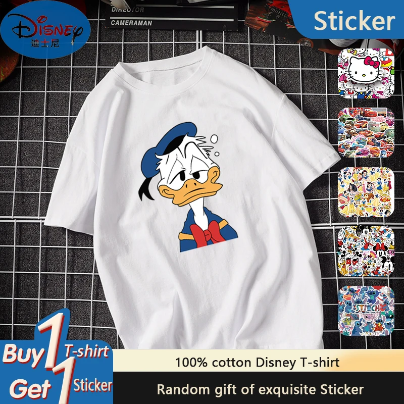 

Disney Donald Duck Children's Short-sleeved T-shirt 2025 Summer New Style for Boys and Girls Cotton Top Fashionable T-shirt Top