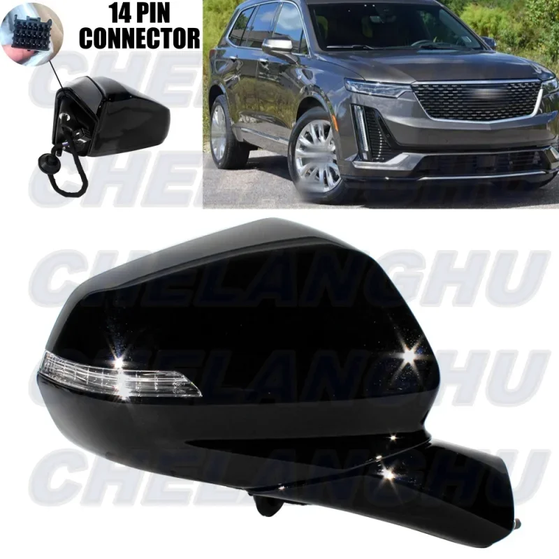 For Cadillac XT6 2020 2021 2022 2023 Eur version Right Side 14 Pins Black Painted Memory Blind Spot Power Fold Mirror Assembly