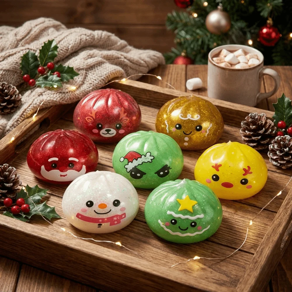 Snowman Christmas Dumplings Squishy Toy Elk Santa Claus Squeeze Fidget Toy Lightweight Realistic Santa Squeeze Toy Kids Adults