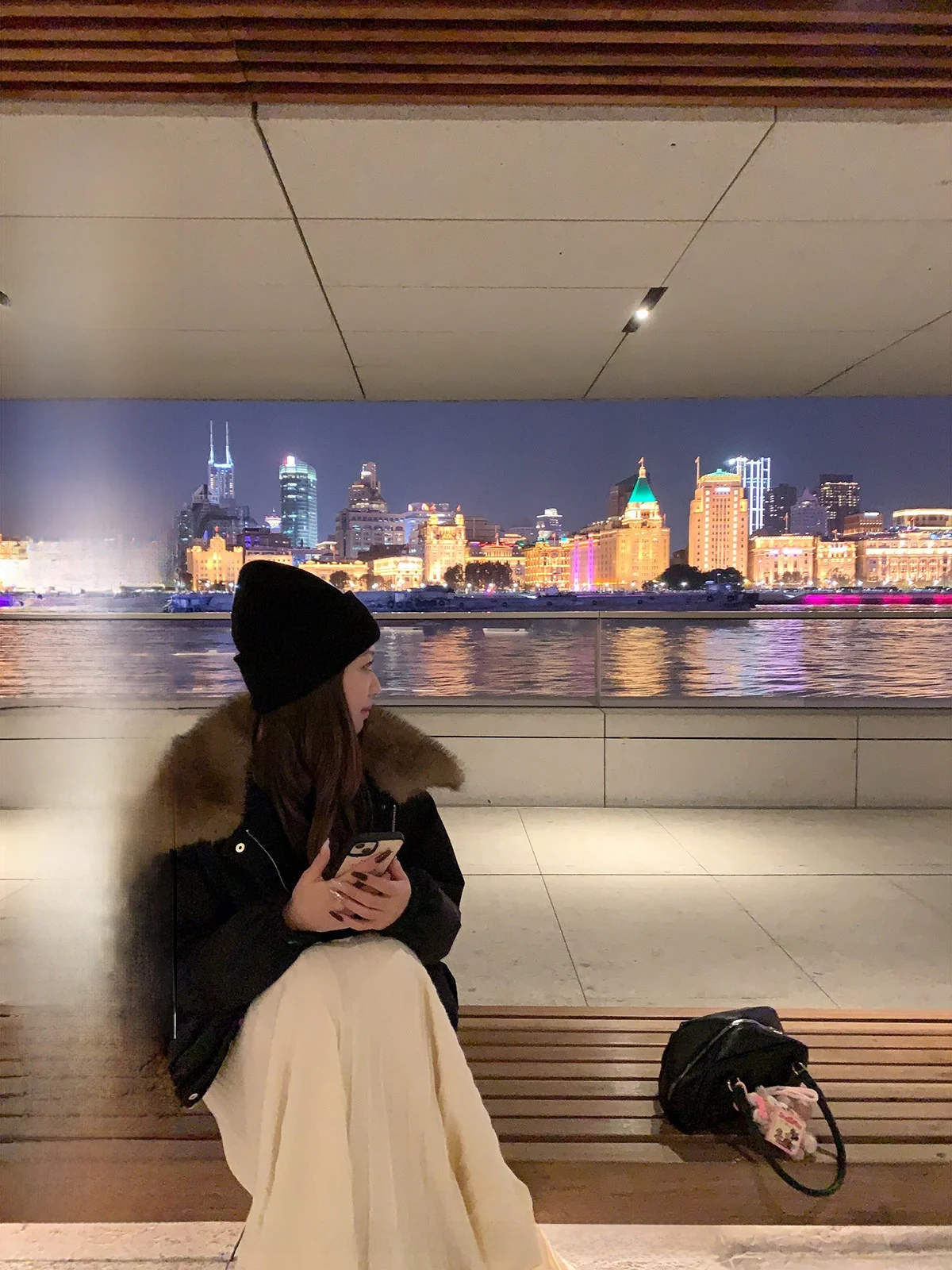 

FANCHOU Women's Parka Jaet with Detachable Large Fur Collar White Du down Winter Coat Warm Loose Fit Eco-Friendly