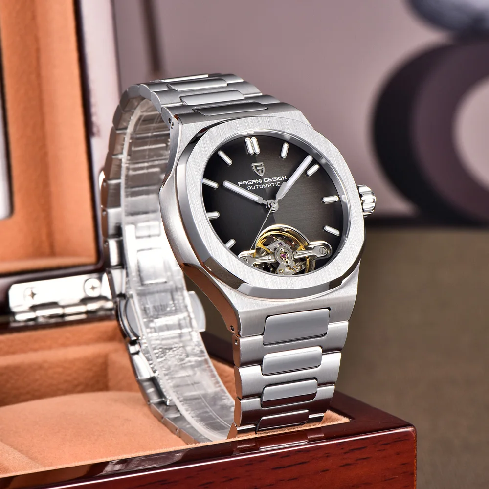 2025 باجاني تصميم ساعة رجالي ريترو ساعة ميكانيكية أوتوماتيكية للرجال موضة الياقوت كريستال مضيئة مقاوم للماء ساعة رياضية #3