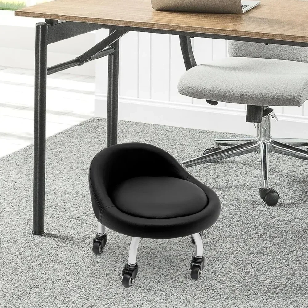 

Low Rolling Stool with Backrest Low Height Rolling Chair Low Stool with Wheels for Garage Shop Home Office