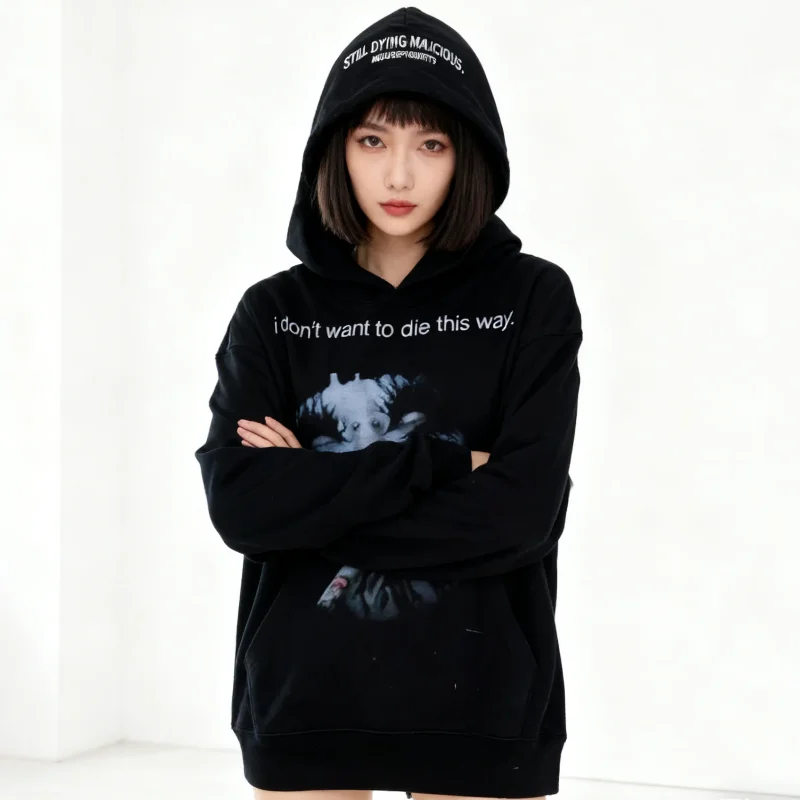 هالوين الإثارة مضحك الوجه طباعة طويلة الأكمام هوديس الخريف الشتاء المرأة الأمريكية شارع العليا فضفاض المعتاد بلوزة كاجوال