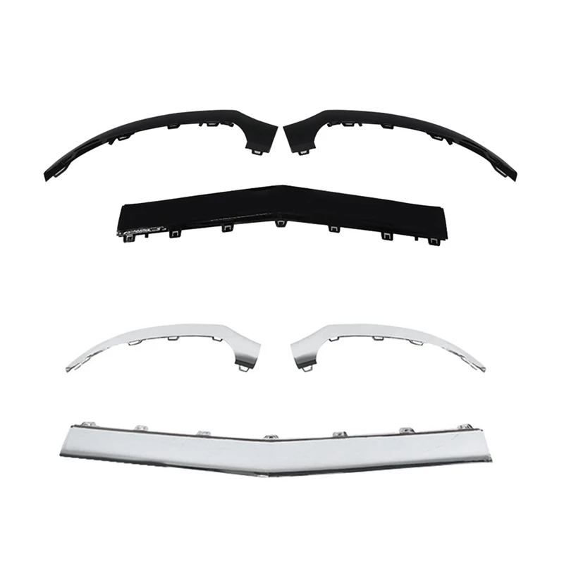 

3Pcs Front Bumper Lower Lip Chrome Trim Strip For Benz CLS-Class W218 15-18 A2188851574 A2188851674 A2188851774