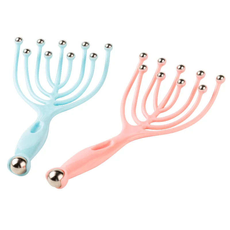 Handheld Scalp Massager with Rolling Metal Balls, Five‑Finger Claw Head Massage Tool, Portable Relaxation Massager for Head