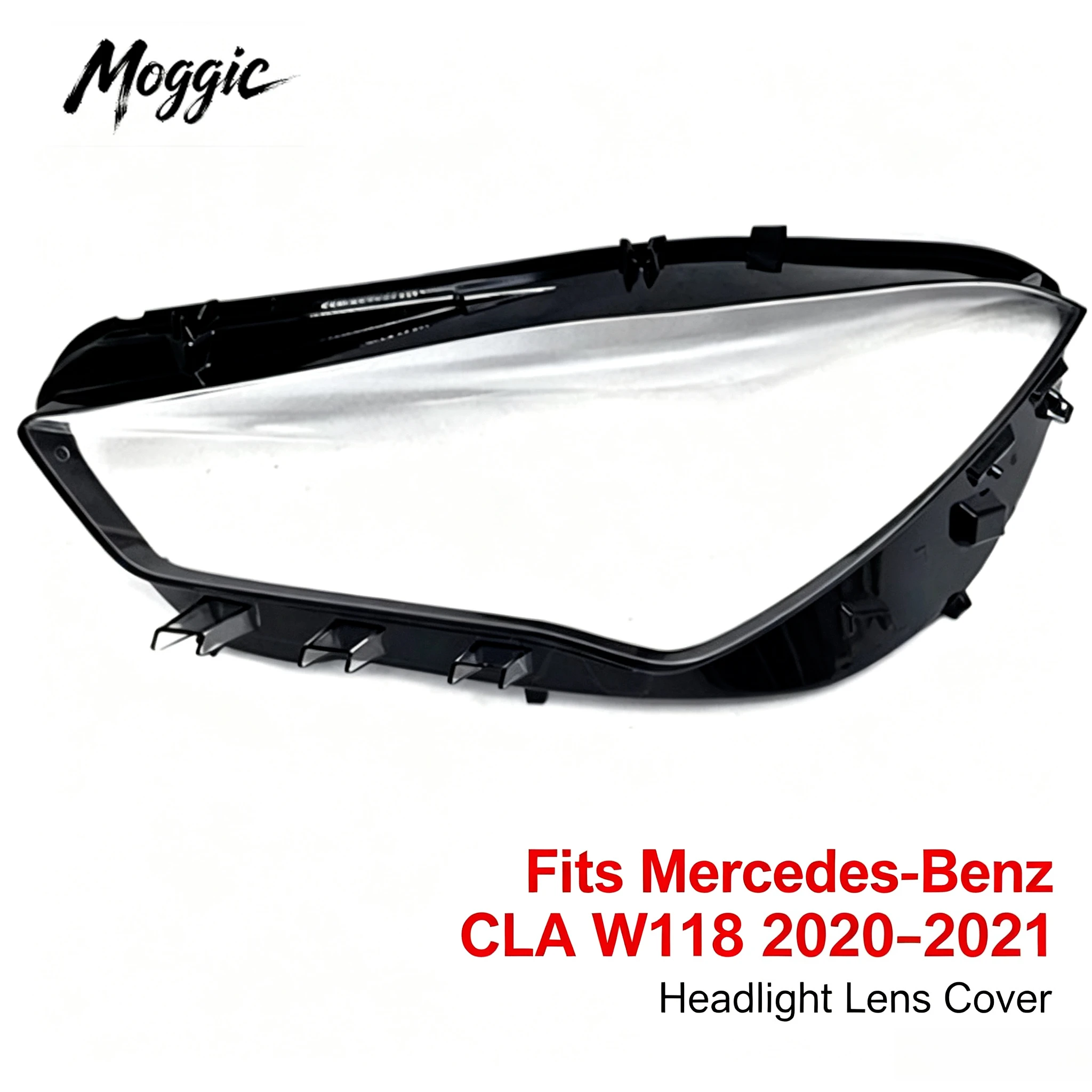 Moggic Headlight Lens Cover Compatible With Mercedes Benz CLA Class W118 Sedan 2020 2021 Base Line Left Right Side Clear PC