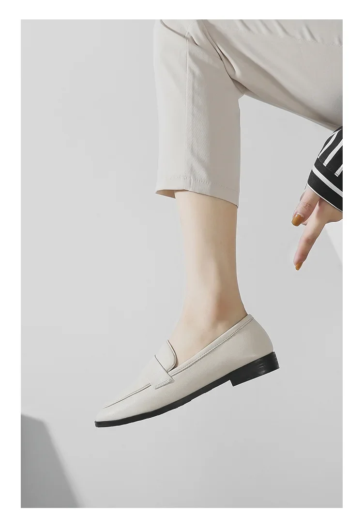 Damen Freizeitschuhe Flache Frühlings- und Herbstschuhe Neue Kleine Lederschuhe Vintage Vielseitige Loafer Britischer Stil Modisch Rutschfest – Detail 3