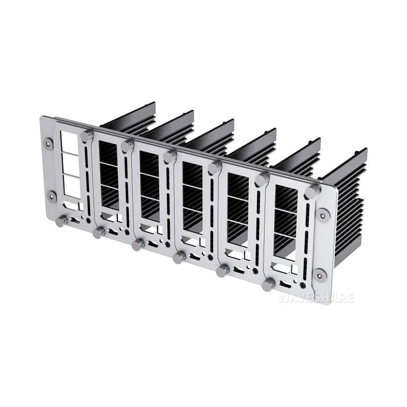 Waveshare PiRack-M6F multi-node server cluster kit for Raspberry Pi 4/5, 10inch rack width, 2U mounting space