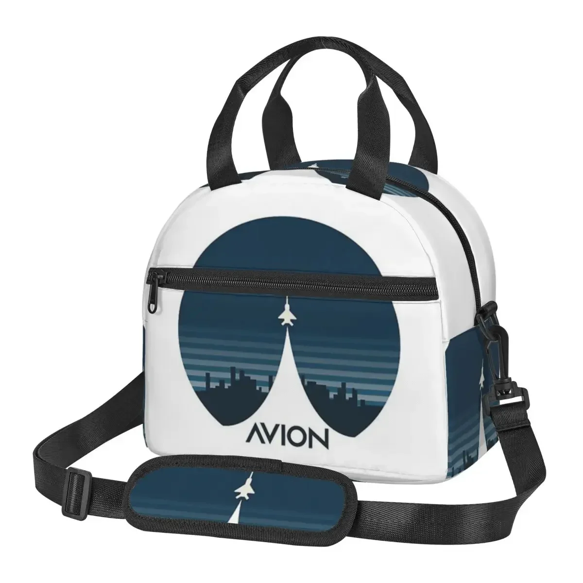 Aviation Fighter Aircraft Above The City Insulated Lunch Bag for Women Picnic Storage Food Boxes Cooler Thermal Lunch Box Tote