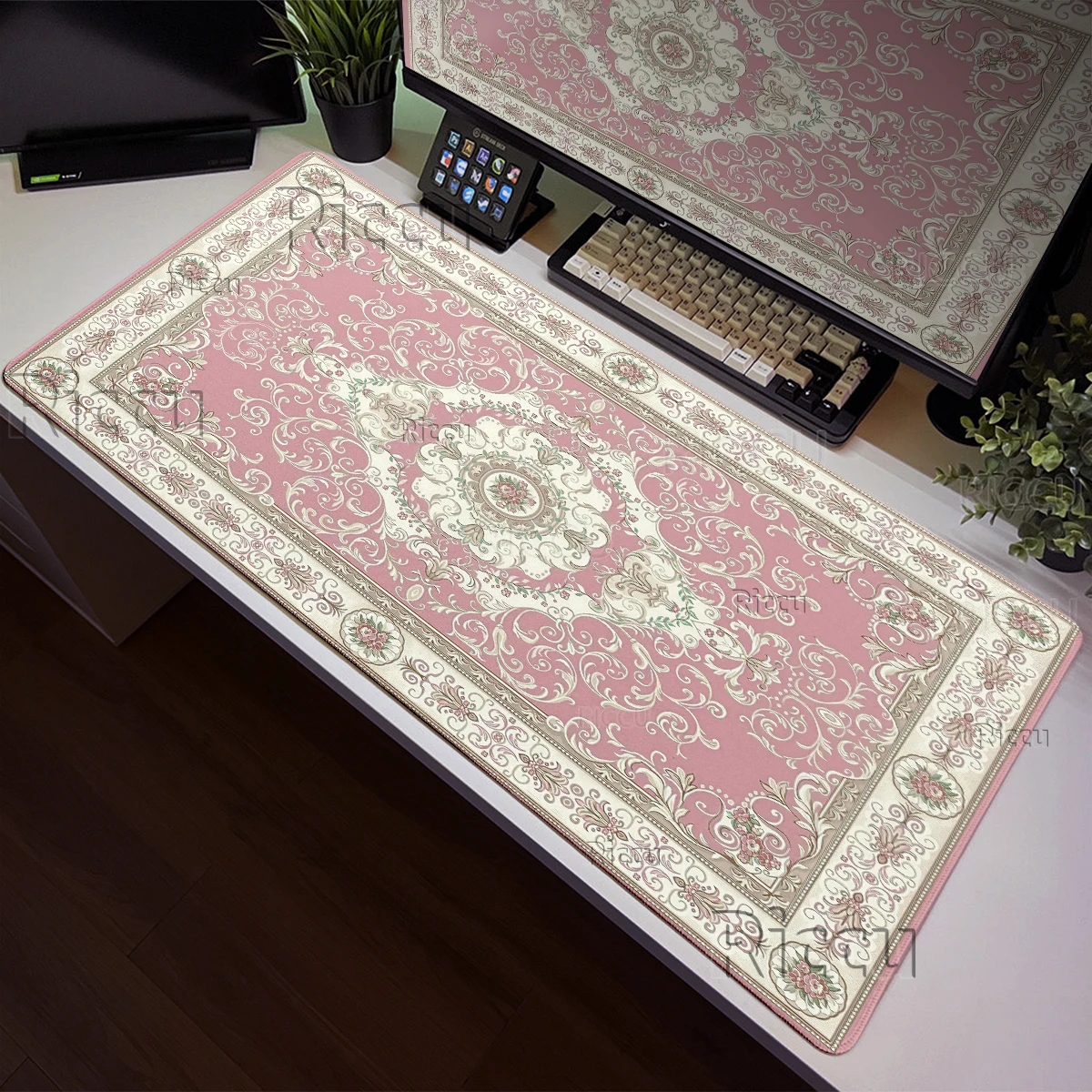 Persian Carpet Pattern Mousepads Mechanical Keyboard Mouse Pad Non-slip Desk Rug Retro Style Rubber Lock-edge Computer Table Mat