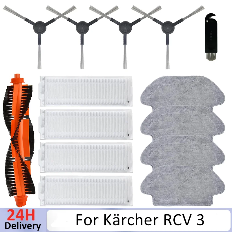 Replacement For Kärcher RCV 3 Robot Vacuum Cleaner Spare Parts Main Side Brush Hepa Filter Mop Rag Accessories