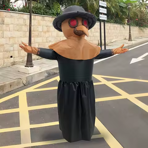 Funny Inflatable Plague Doctor Costume with Bird Beak Mask - Perfect for Halloween Christmas And Parties