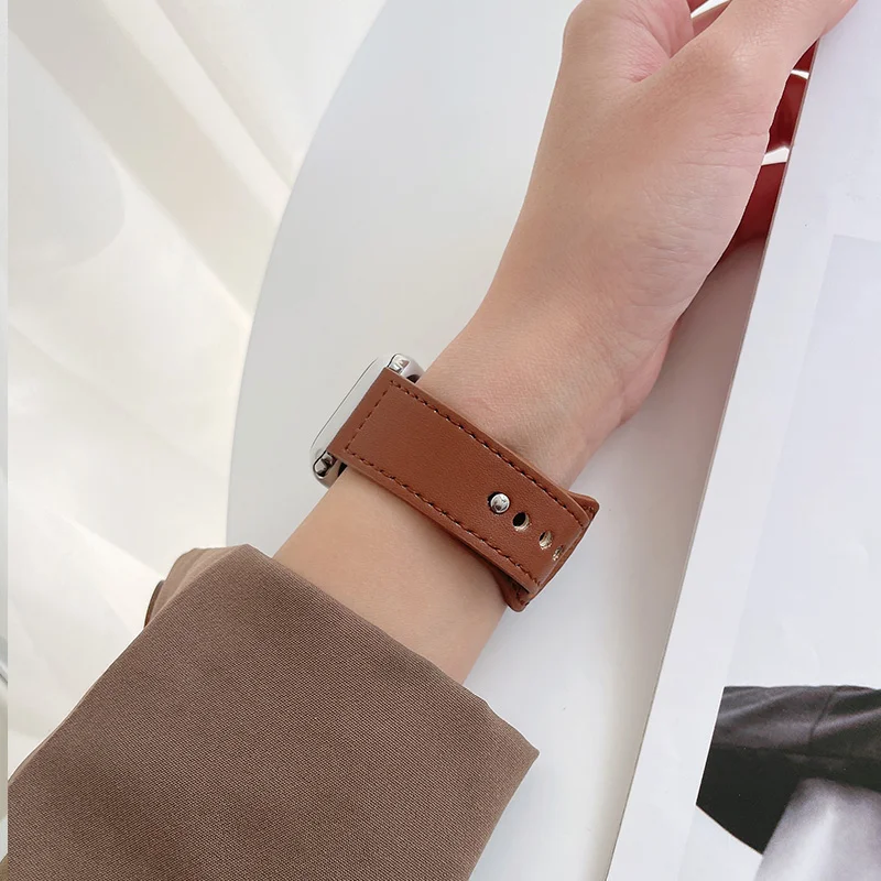 الأشرطة الجلدية لساعة أبل 10 الفرقة 46 مللي متر 42 مللي متر 44 مللي متر 45 مللي متر 49 مللي متر 41 مللي متر 40 مللي متر كوريا سوار iWatch سلسلة 8 9 3 4 5 6 SE 7 Ultra 2