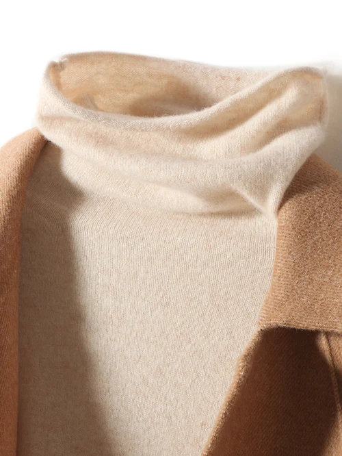Birdtree Damen-Pullover mit Rollkragen, Edge Curl, Basic-Strickpullover, Unterhemd, Pullover aus 100 % australischer Wolle, Herbst-Winter T39244QM – Detail 7