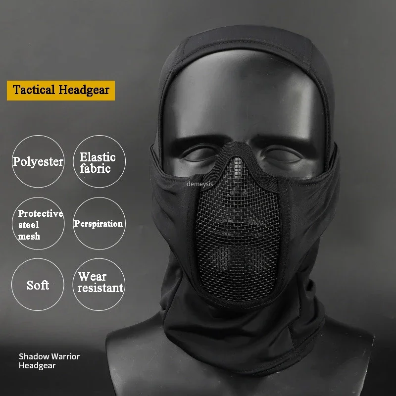 Jacht Beschermende Hoofddeksels Tactische Bivakmuts Cap Combat Half Face Steel Mesh Airsoft Paintball Maskers