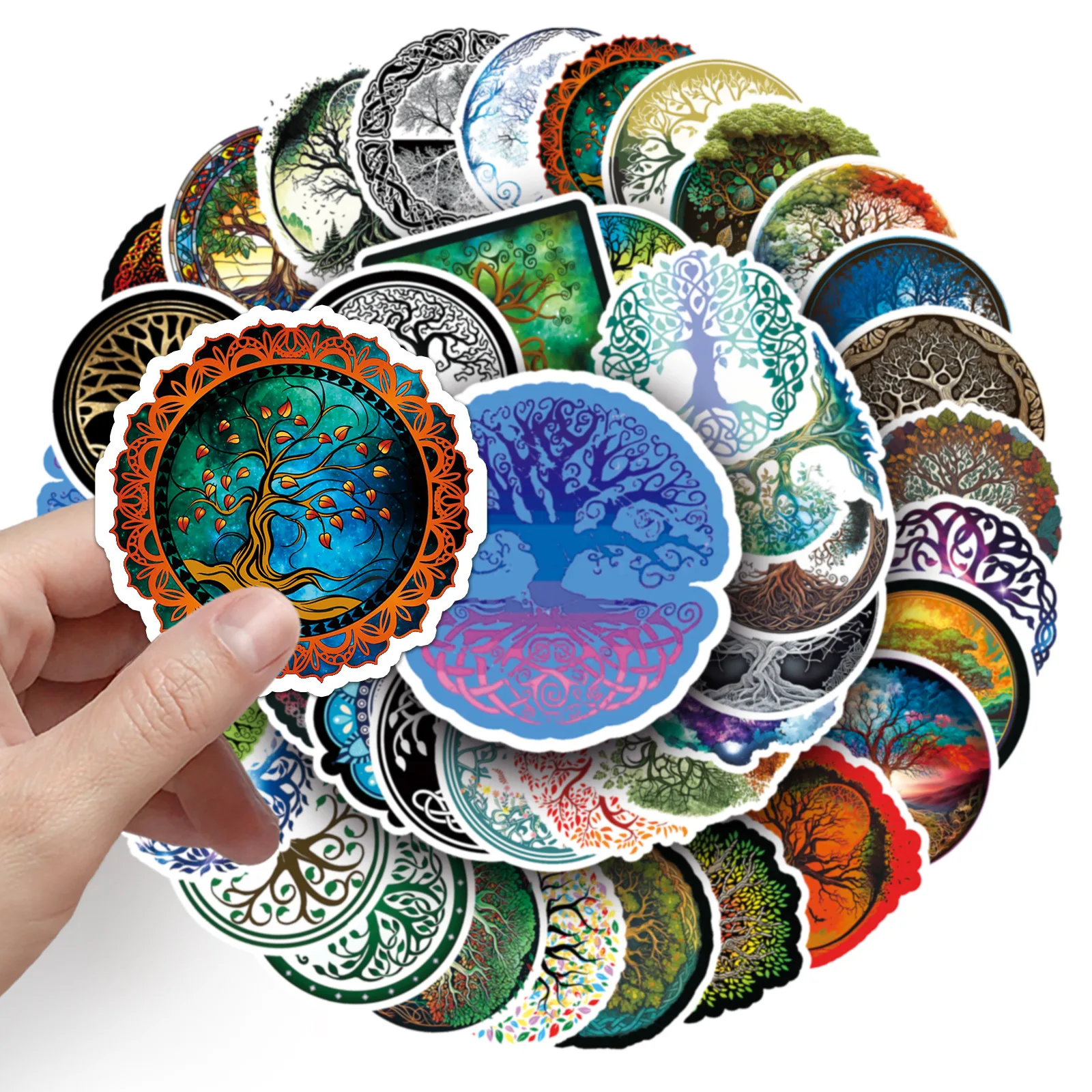 50pcs Tree of Life Series Graffiti Stickers Suitable for Helmet Desktop Wall Decoration DIY Sticker Pack Wholesale