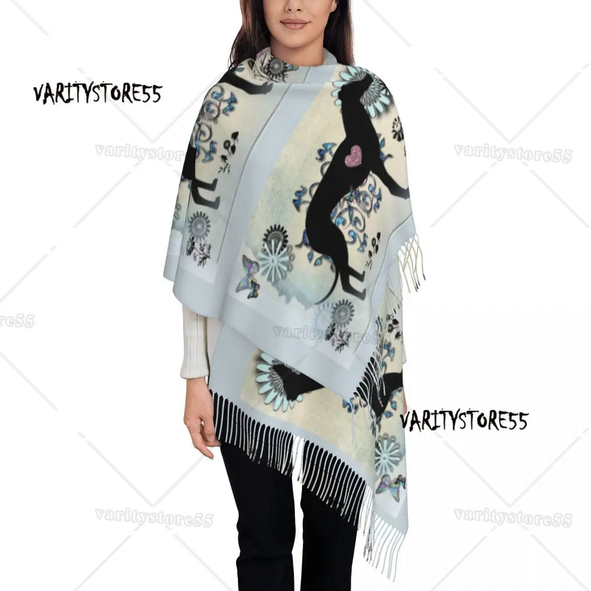 

Greyhound Sighthound Art Dog Scarf Womens Winter Fall Pashmina Shawl Wrap Italian Animal Long Large Scarves Tassel Lightweight