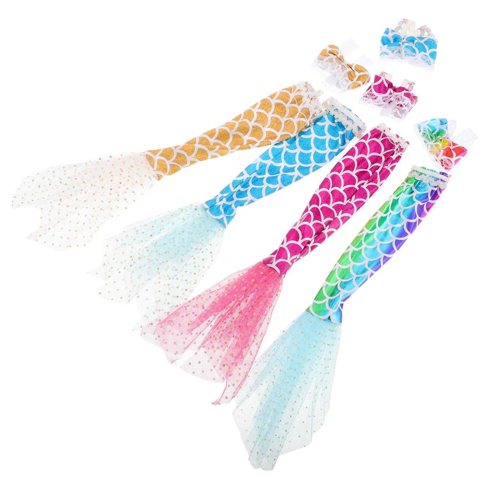 

4 комплекта блестящих бикини-платьев для летнего образа, аксессуары для костюмов 11 дюймов