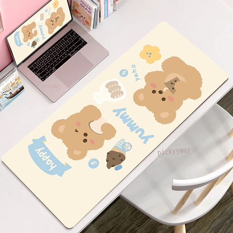 Большой коврик для мыши с милым медведем, аниме-геймерские коврики для мыши, коврик для клавиатуры 40x90 см, настольный коврик Kawaii Pc HD, настольные коврики, фирменный коврик для мыши для подарка