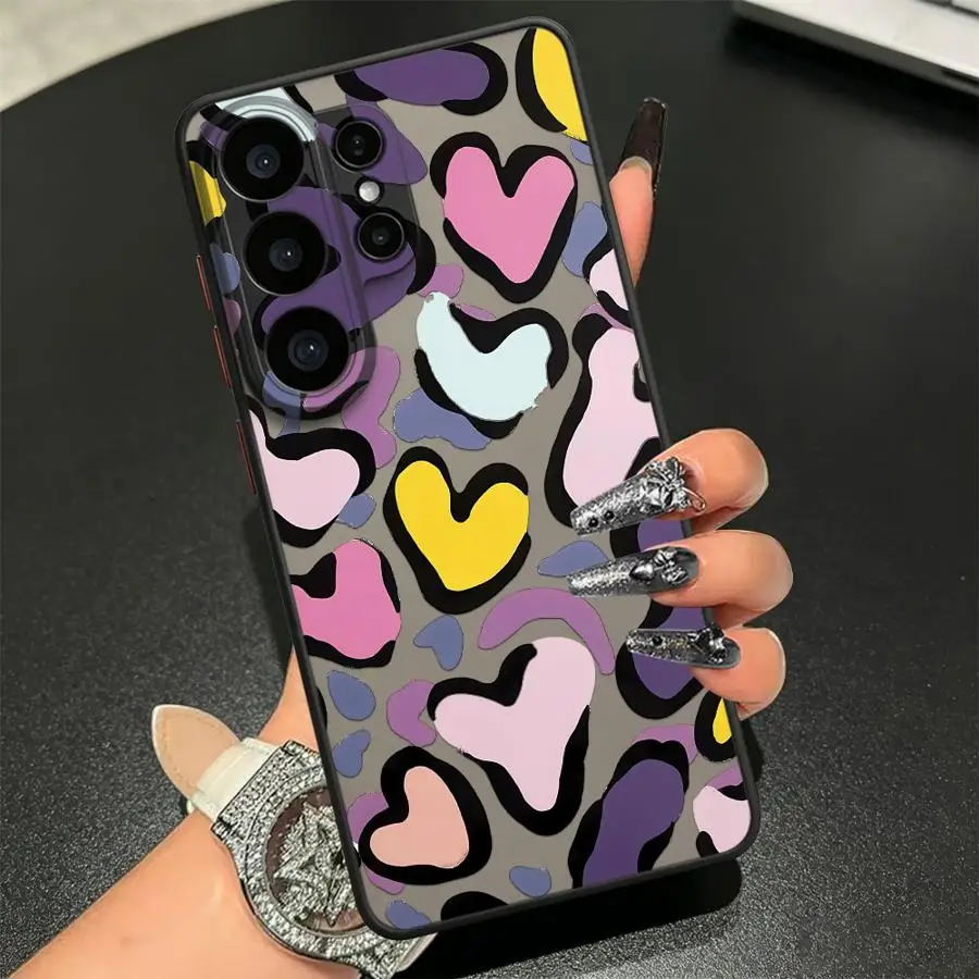 Case for Samsung Galaxy S26 S20 FE S23 FE S24 Plus S22 S21 Note 20 Ultra 10+ S25 Ultra Funda Back Phone Cover Colorful Heart