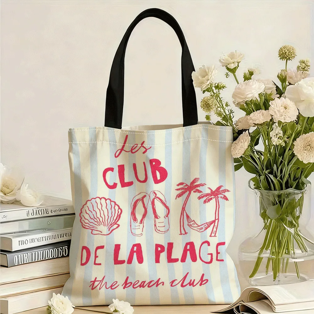 Summer Style Tote Bag Beach Clubshopping Bag Fixed Shoulder Strap Opening Design Must Have Daily Beach Picnic Trips for Women