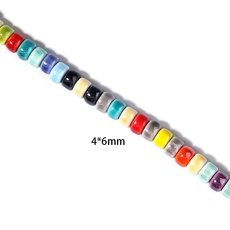 1 String Ceramic Flat Round Beads Colored Loose Spacer Bead 6x11mm Diy Jewelry Charm Bracelets Women Accessories Wholesale