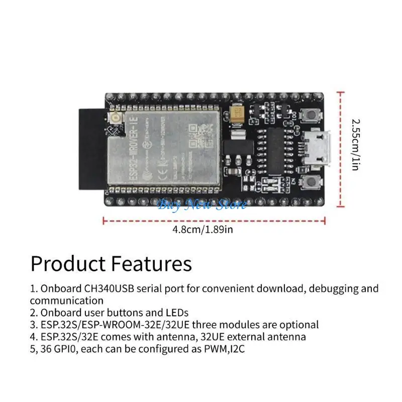 20CE ESP32 MICRO USB WiFI BluetoothComptible Modul NodeMcu-32-Entwicklungskarte basierend auf ESP32-W-Room-32E