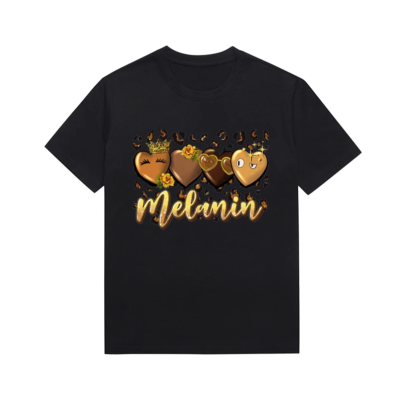 Melanin Fun Love Chocolate Graphic Top Harajuku Streetwear Summer Womens T Shirt Custom Top