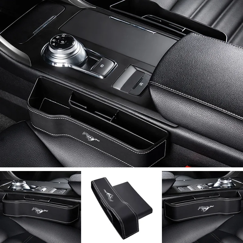 Leather Car Cup Holder Organizer Auto Seat Gap Storage Box For Ford Mustang spoiler Shelby GT 350 500 Cobra e Focus 2 3 MK3 Kuga