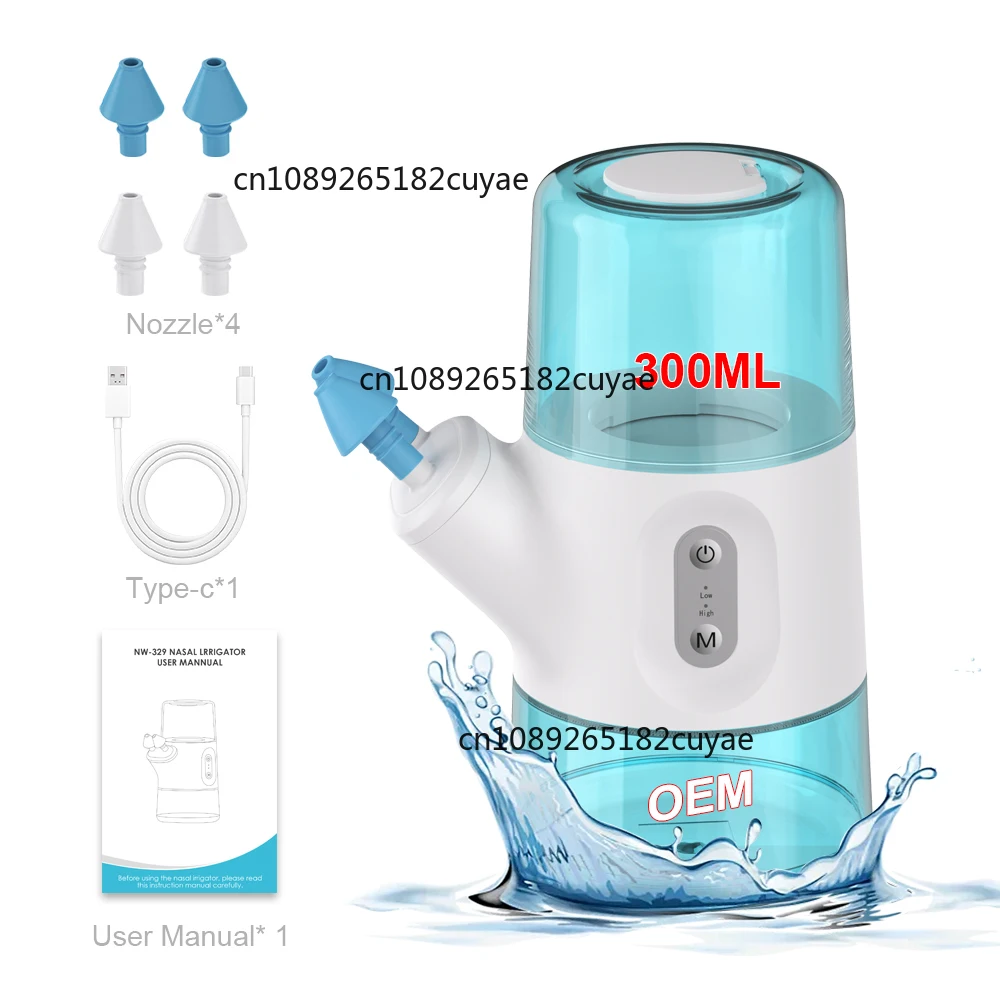 IPX7 New Arrival 2 Modes Double 300ml USB-C Charging Nose Cleaner Self-Cleaning Nose Care Electric Nasal Wash Irrigator