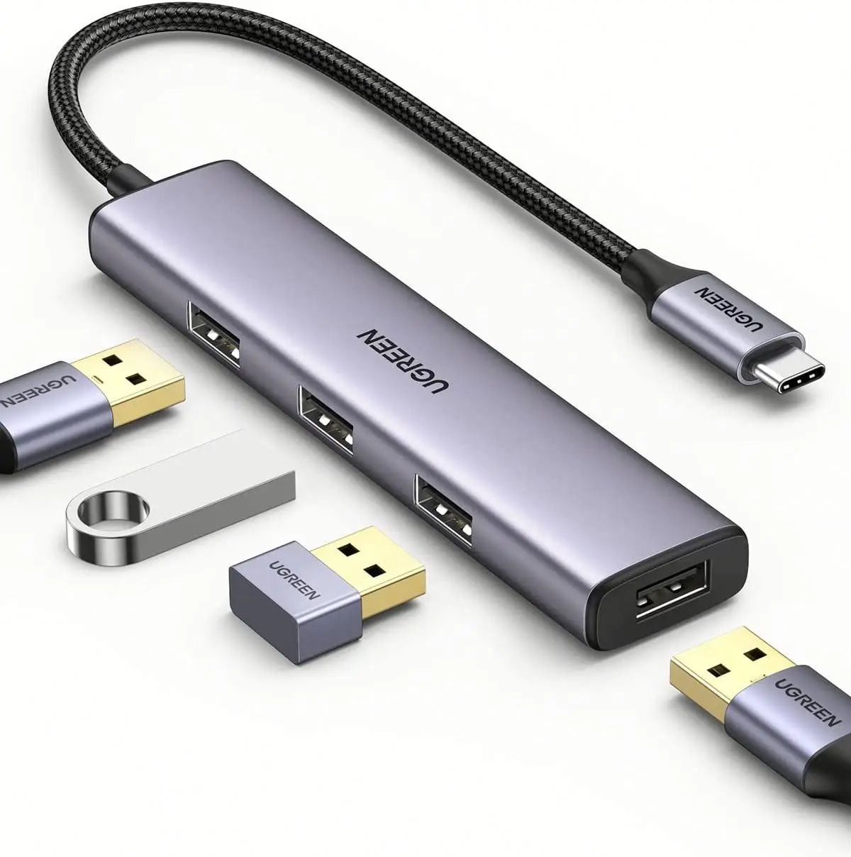 UGREEN 4 in 1 Hub USBC to USB Hub With 4 USB 3.0 Ports Aluminum Shell USB-C Hub for Laptop