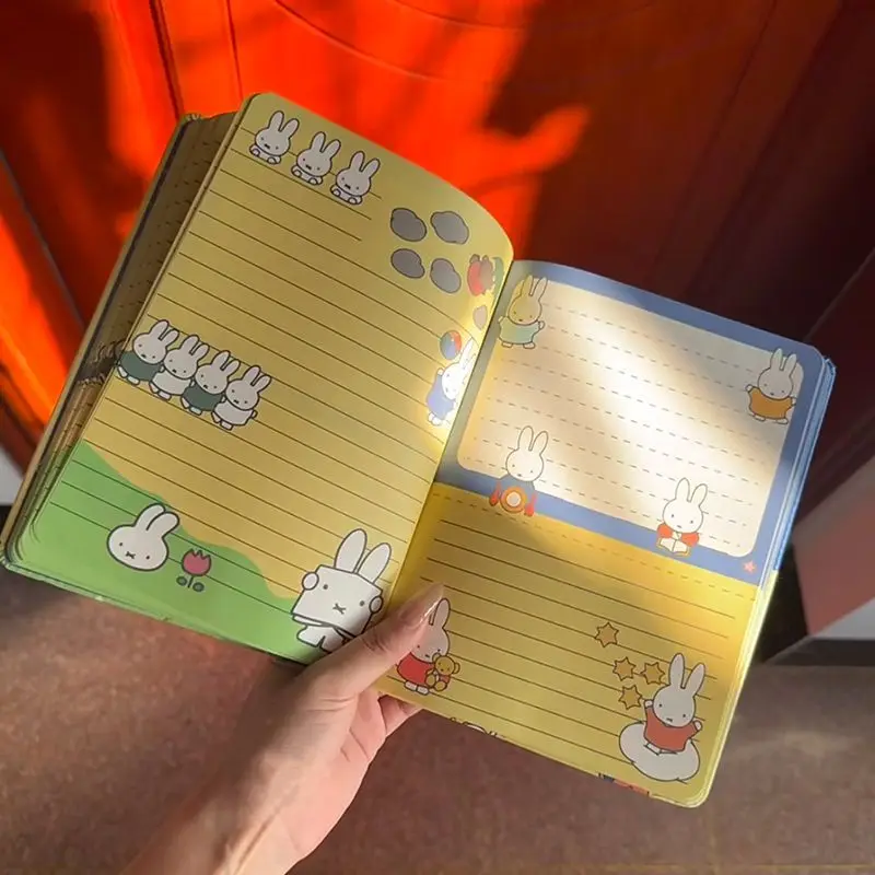 Cute Miffy Leather Notebook Anime Peripheral Printed High Appearance Student Notebook Color Inner Pages Thickened Handbook Diary