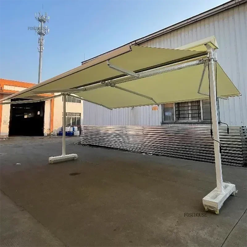 Double Opening Electric Awning Outdoor Gazebos Hand-cranked Balcony Courtyard Retractable Tent Outdoor Terrace Rainproof Awnings