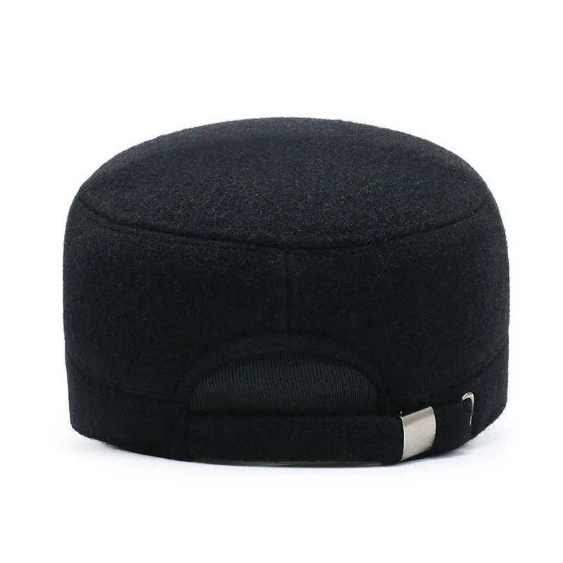 

Winter Warm Flat Top Hat for Men Thickened Cotton Grandpa Ear Flap Cap Cold Weather