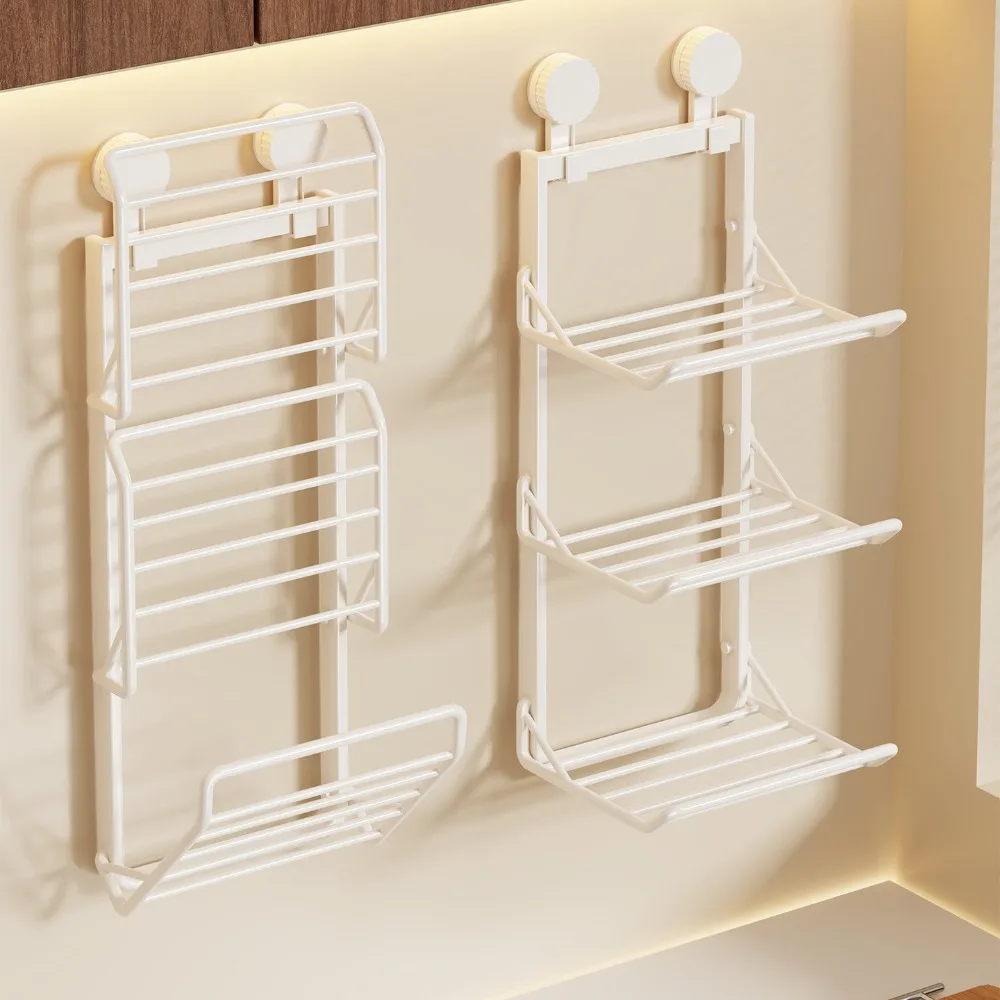 Kitchen Preparation Rack Shelf Suction Cup Multi-layer Folding Hot Pot Ingredients Side Dish Household Wall-mounted Storage