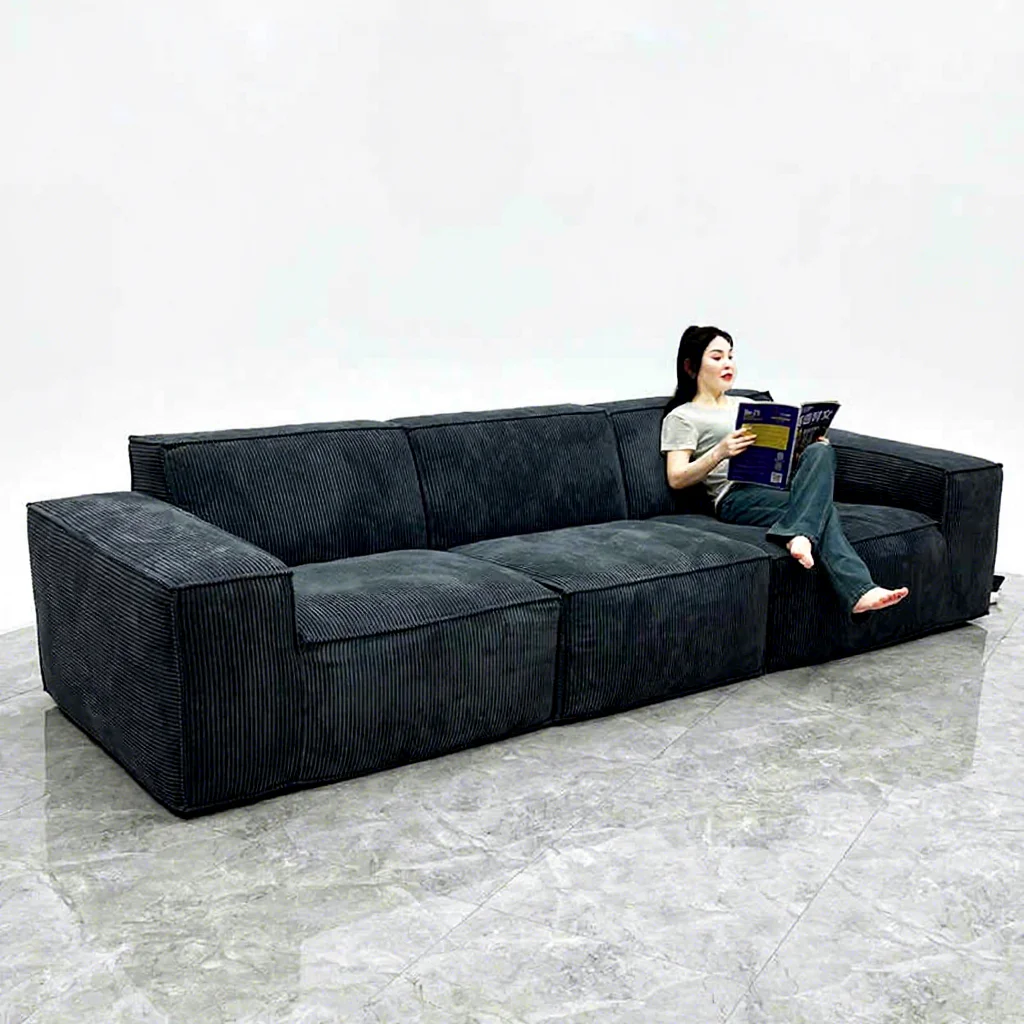 Corduroy Fabric Straight Row Combination Sofa Removable Washable *Italian Minimalist Compression Sofa Set
