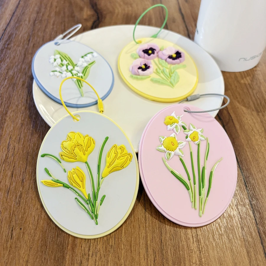 1/2/4PCS 3D flower luggage tag pendant with name tag, holiday travel bag, luggage compartment, anti loss name tag hanging strap